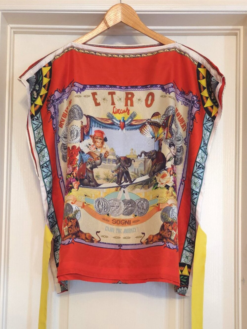 ETRO 100% SILK MULTICOLOR SCARF BLOUSE, ONE SIZE